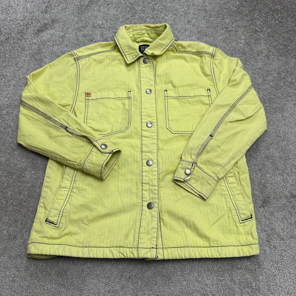 BDG Urban Outfitters Utility Jacket Mens Medium Lime Green Snap Button Up Cotton